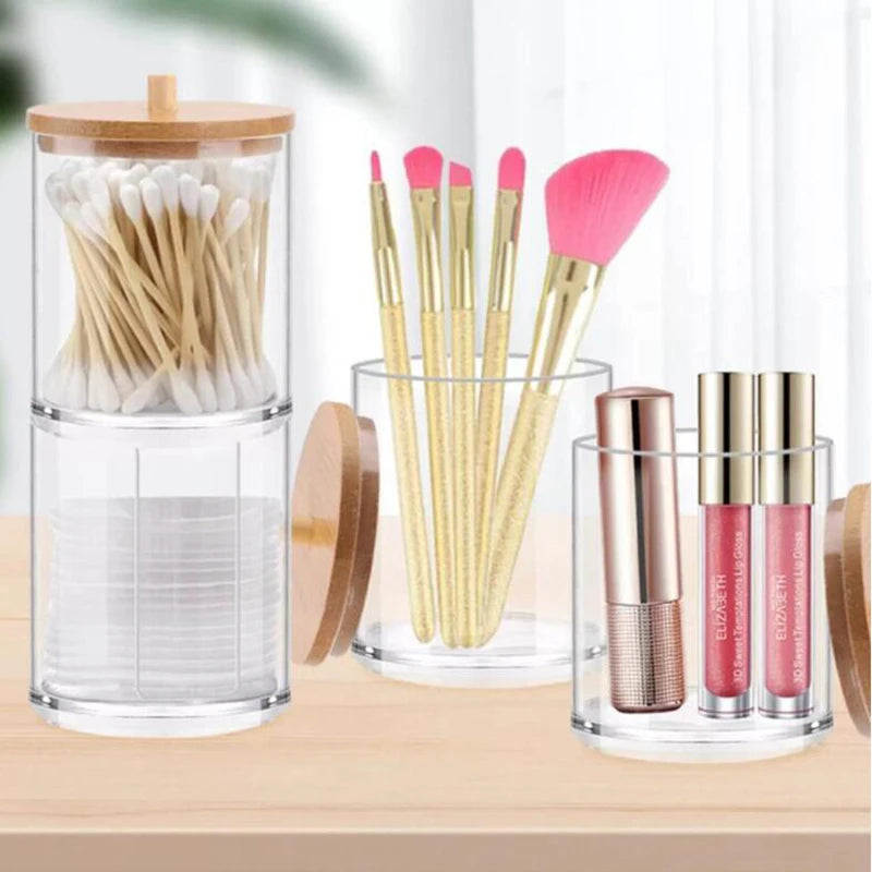 Acrylic Bathroom Organizer with Bamboo Lid