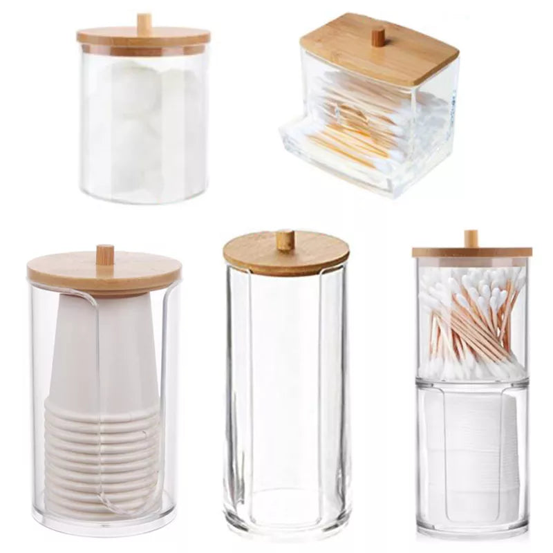 Acrylic Bathroom Organizer with Bamboo Lid