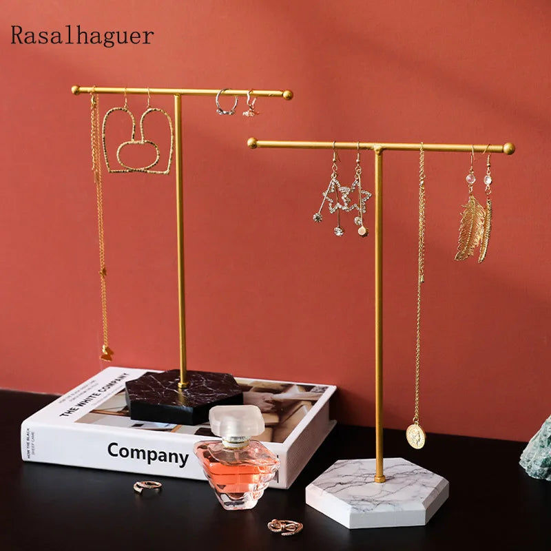 Wooden/Metal T-Shaped Jewelry Stand