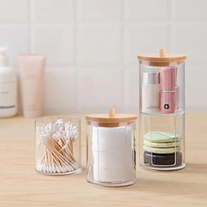 Acrylic Bathroom Organizer with Bamboo Lid