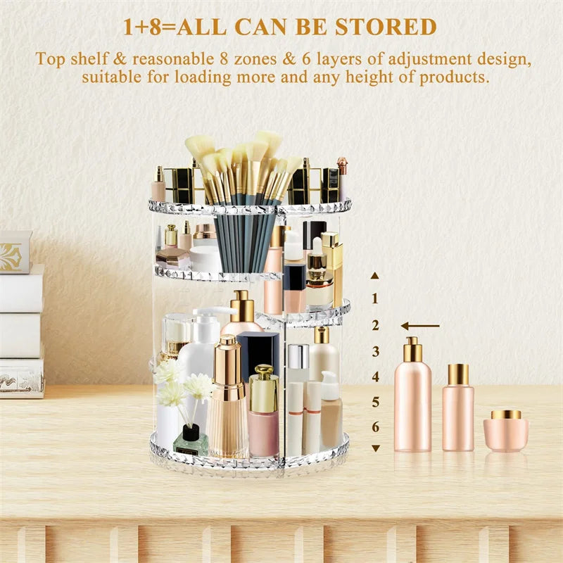 Adjustable Spinning Makeup Organizer