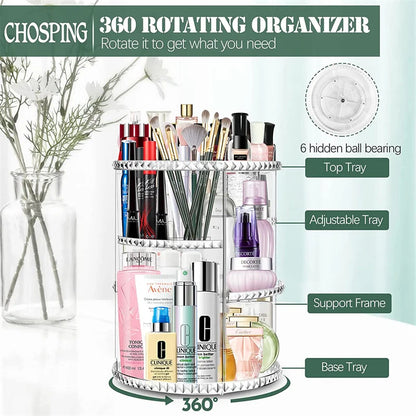 Adjustable Spinning Makeup Organizer